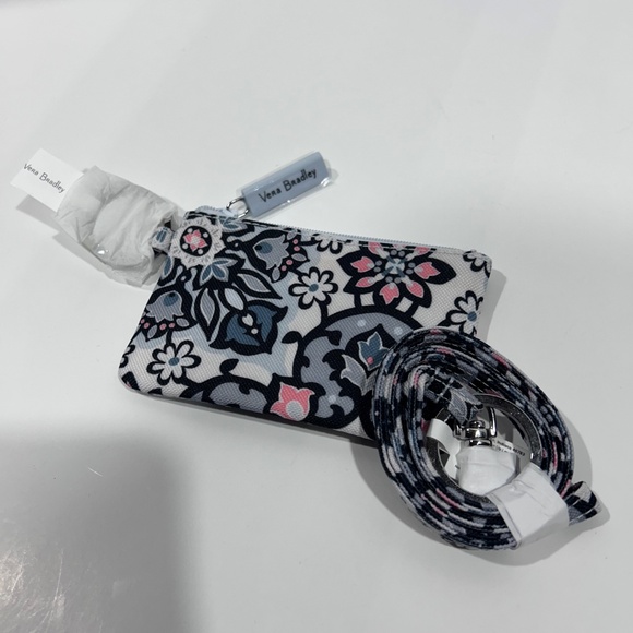NEW -Vera Bradley Grey "Lisbon Medallion" Zip ID & Lanyard set *Retired Pattern* - Picture 6 of 6